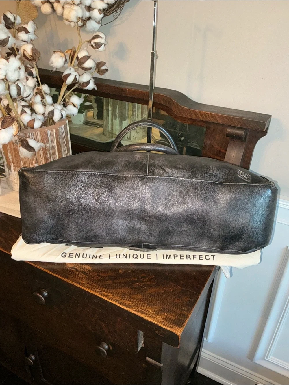 NWOT Bed Stu Leather Rockaway Shoulder Bag Crossbody Tote Black Rustic MSRP $345
